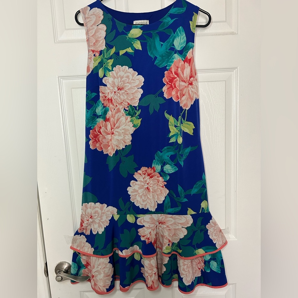 Enfocus Studio Blue Floral Casual Dress